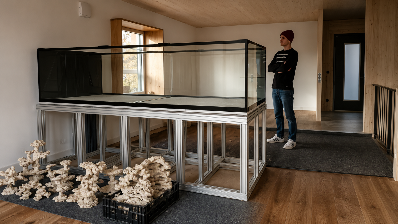 Aquarium vor dem Einbau der Riffkeramik